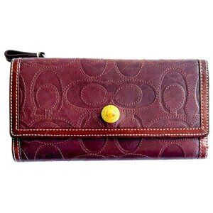 COACH Vintage Brown Signature Leather Long Wallet EUC
